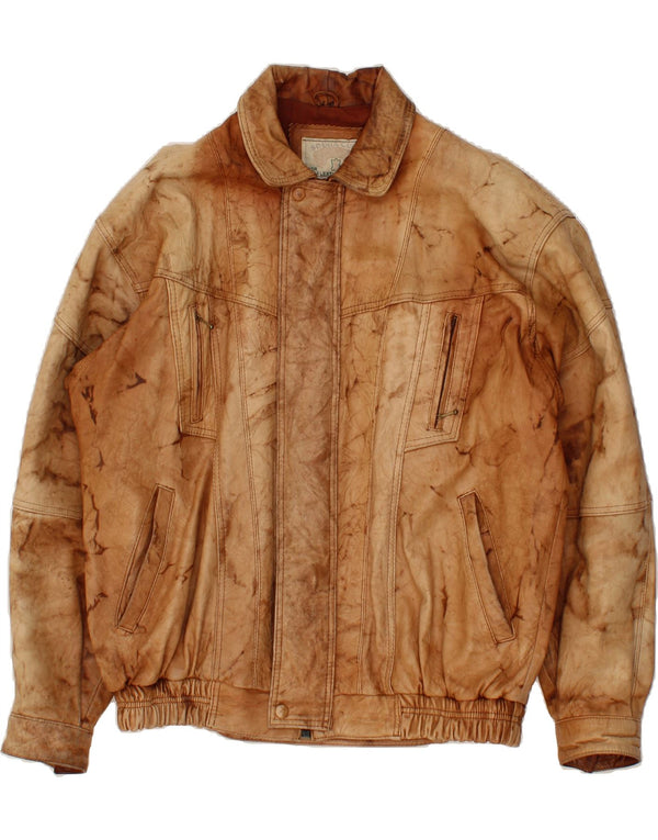 VINTAGE Chaqueta de cuero para hombre Reino Unido 40 Cuero marrón grande Retro