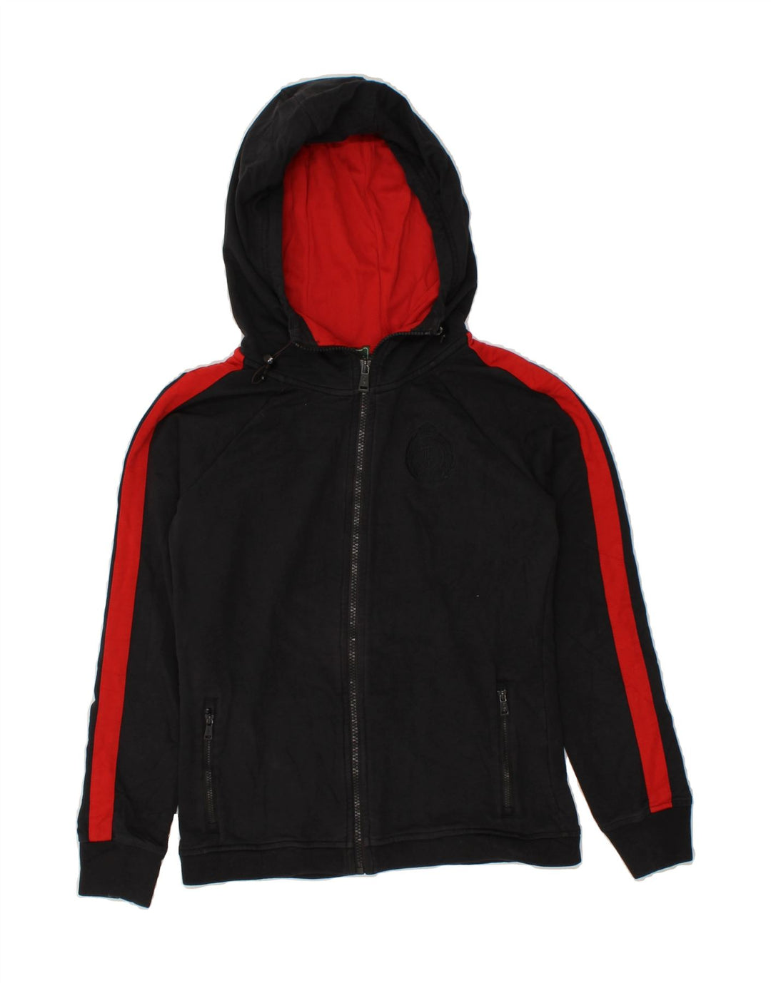 RALPH LAUREN Womens Zip Hoodie Sweater UK 10 Small Black Colourblock Vintage Ralph Lauren and Second-Hand Ralph Lauren from Messina Hembry 