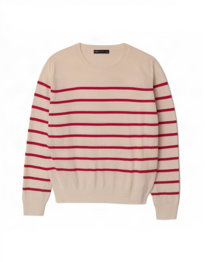 Marks & Spencer Suéter de cuello redondo para mujer UK 46 Large Off White