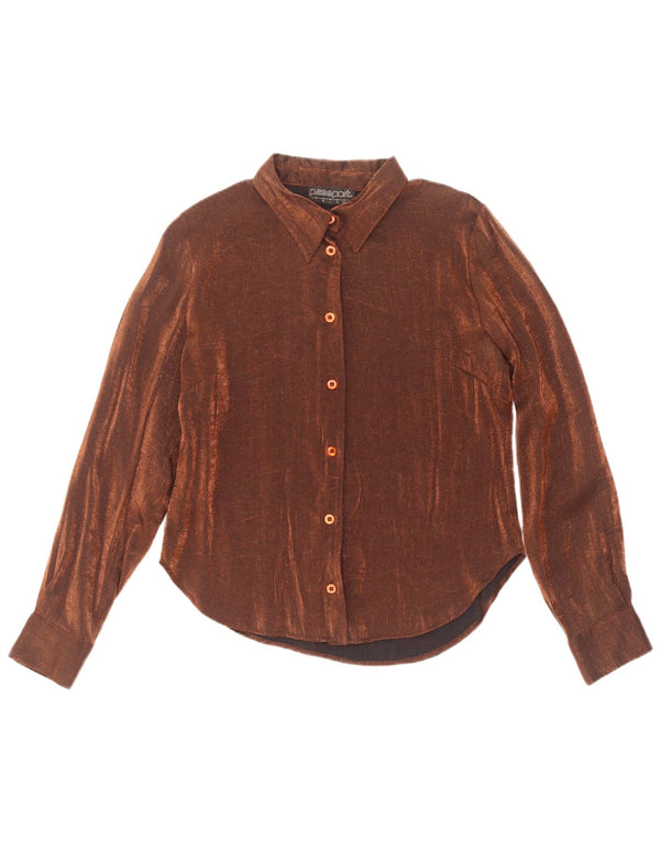 Blusa tipo camisa para mujer Passport UK 10 Small Brown Viscosa