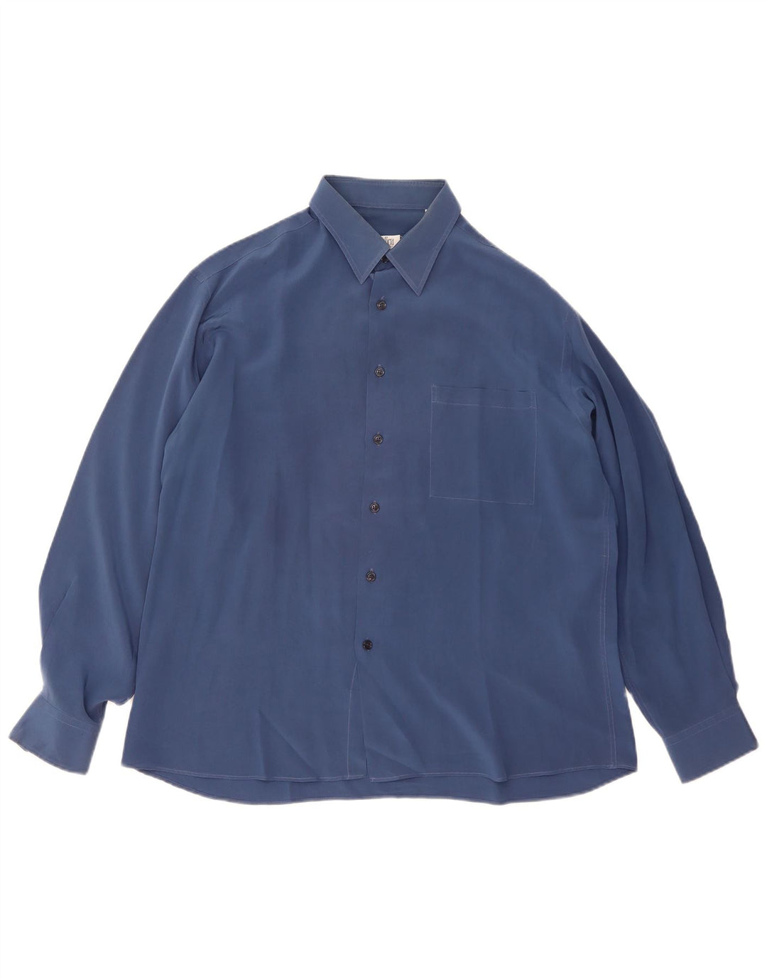 CASSERA Camisa Hombre Talla 42 16 1/2 Grande Azul Marino Seda