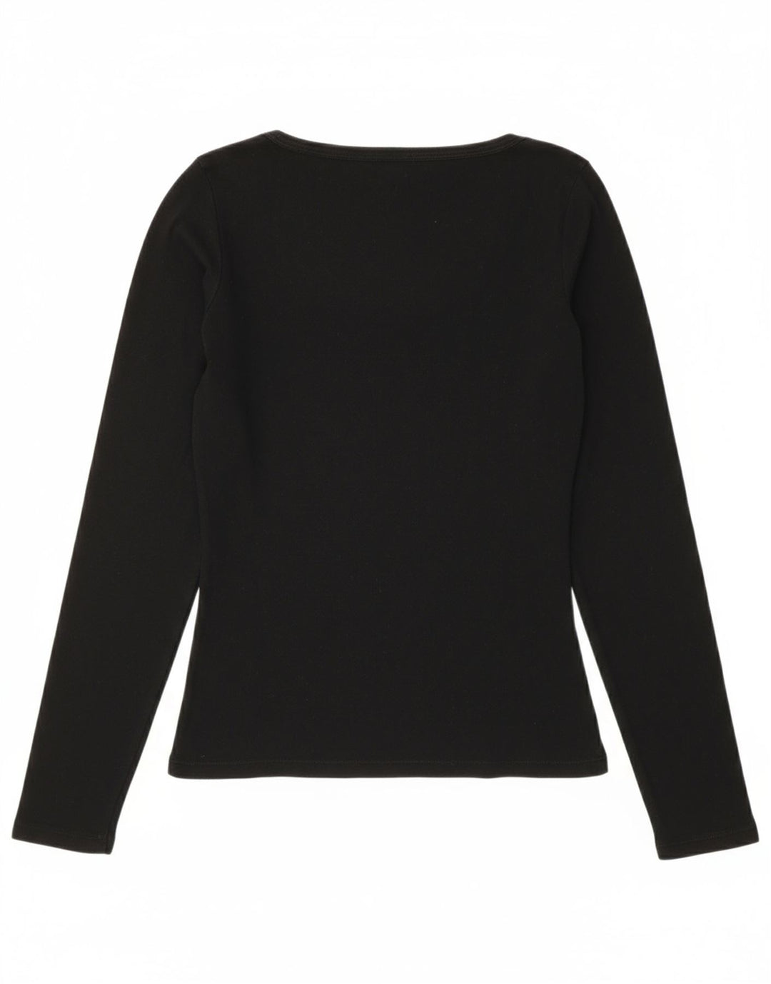 BENETTON Womens Top Long Sleeve UK 12 Medium Black Cotton