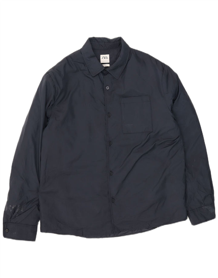 Zara Chaqueta Cortavientos Hombre UK 42 XL Azul Marino Poliéster