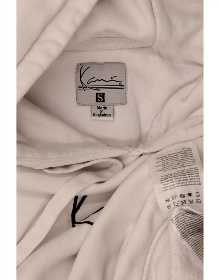 KARL KANI Jersey con capucha y estampado holgado para hombre, talla pequeña, algodón blanco