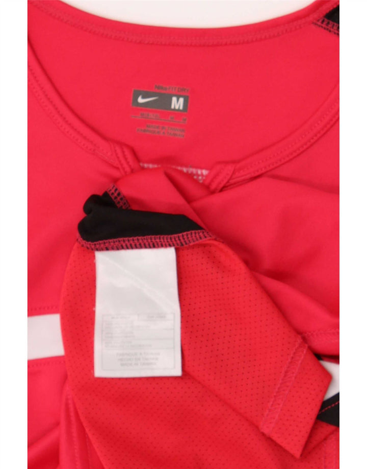 Camiseta Nike Dri Fit para mujer US 8/10 Mediano Rojo Colorblock Poliéster