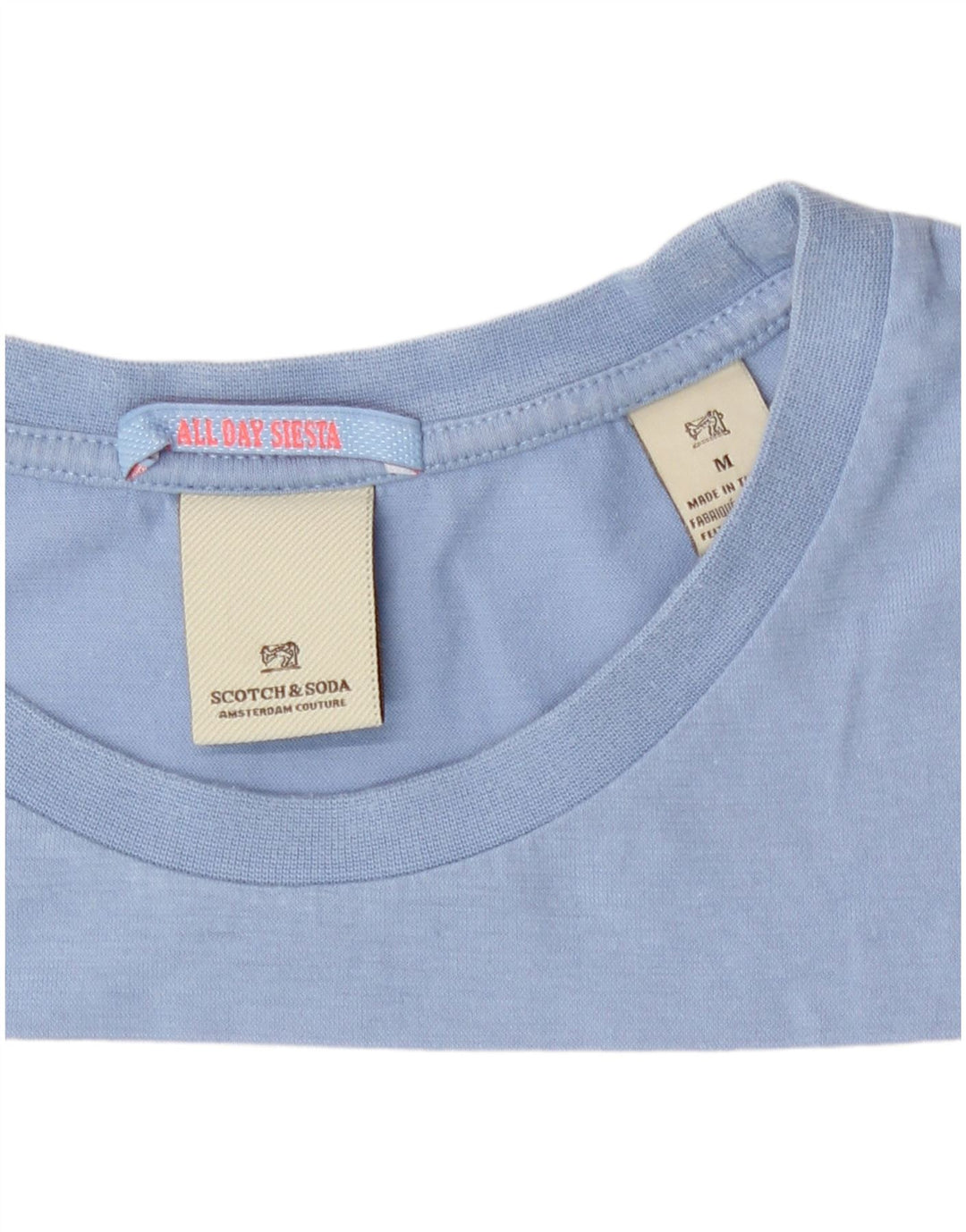 Scotch & Soda Hombre Camiseta Top Algodón Colorblock Azul Medio