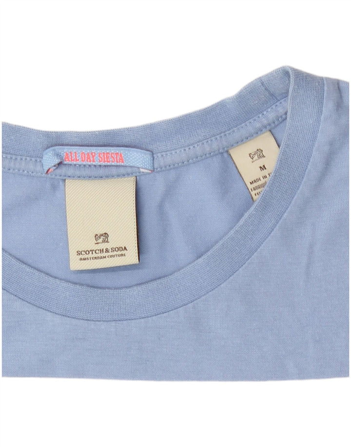 Scotch & Soda Hombre Camiseta Top Algodón Colorblock Azul Medio