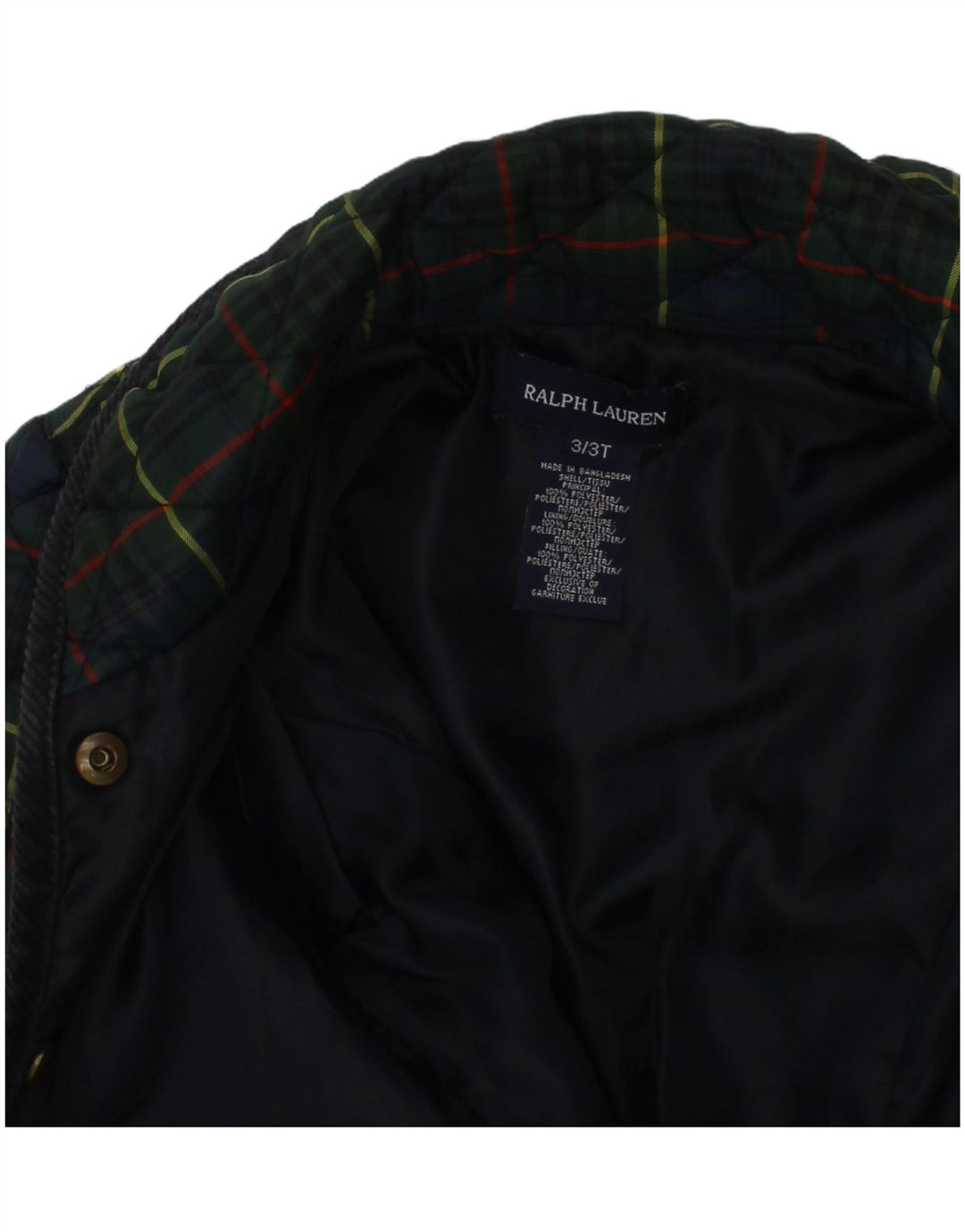 Ralph Lauren Chaqueta Acolchada Niña 2-3 Años Cuadros Verde Poliéster