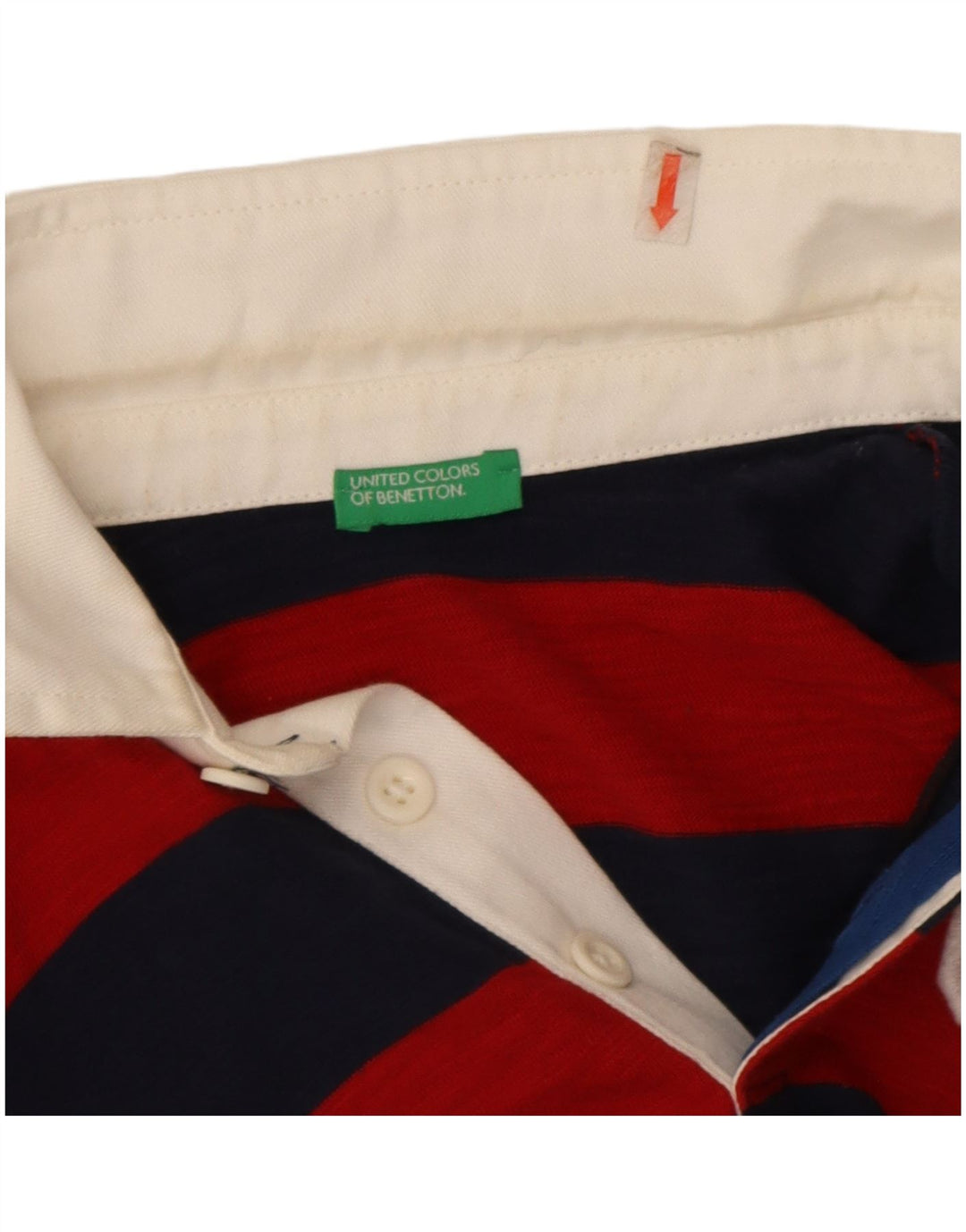 Benetton Polo Regular Manga Larga para Niño 7-8 Años Mediano Rojo Rayas