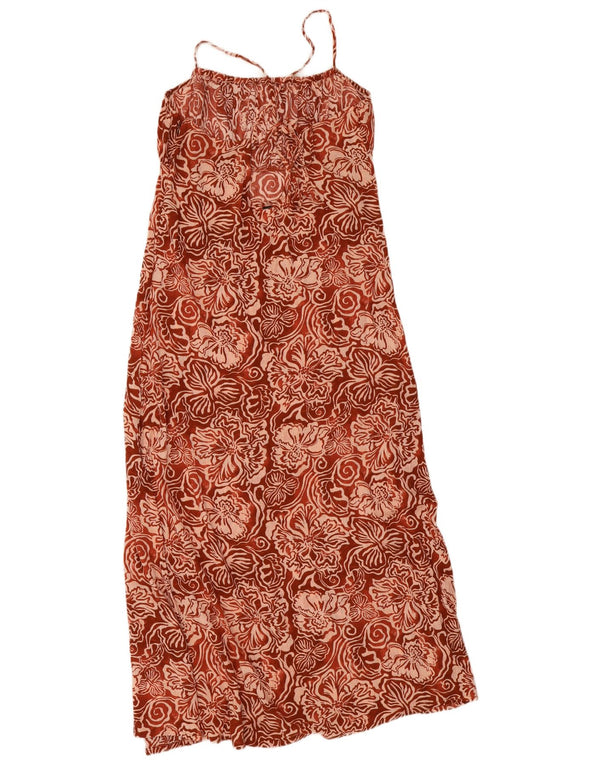 O'Neill Vestido largo sin mangas para mujer UK 40 Viscosa floral marrón medio