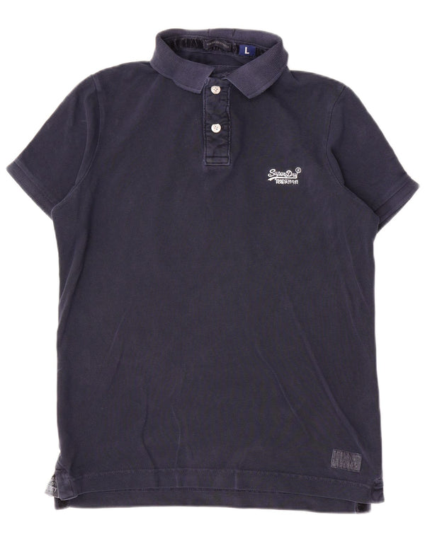 Superdry Polo para hombre de algodón azul marino grande