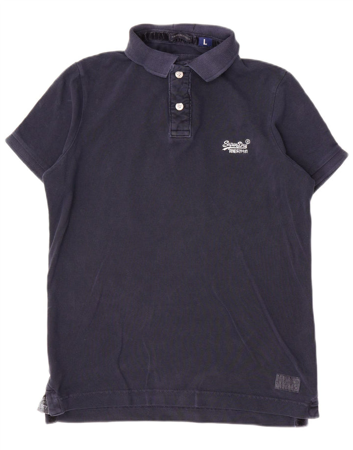 Superdry Polo para hombre de algodón azul marino grande
