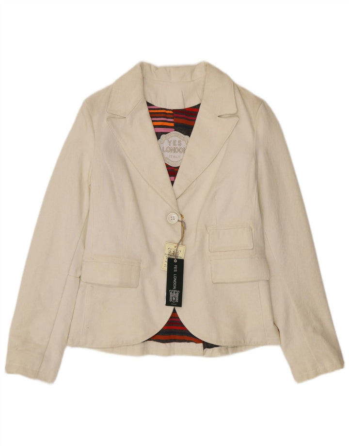 Yes London Chaqueta tipo blazer de 2 botones para mujer IT 44 Algodón blanco mediano
