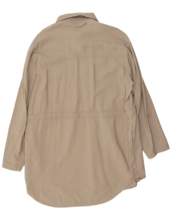 Zara Mujer Vestido Camisero Extragrande UK 44 Viscosa Beige Medio