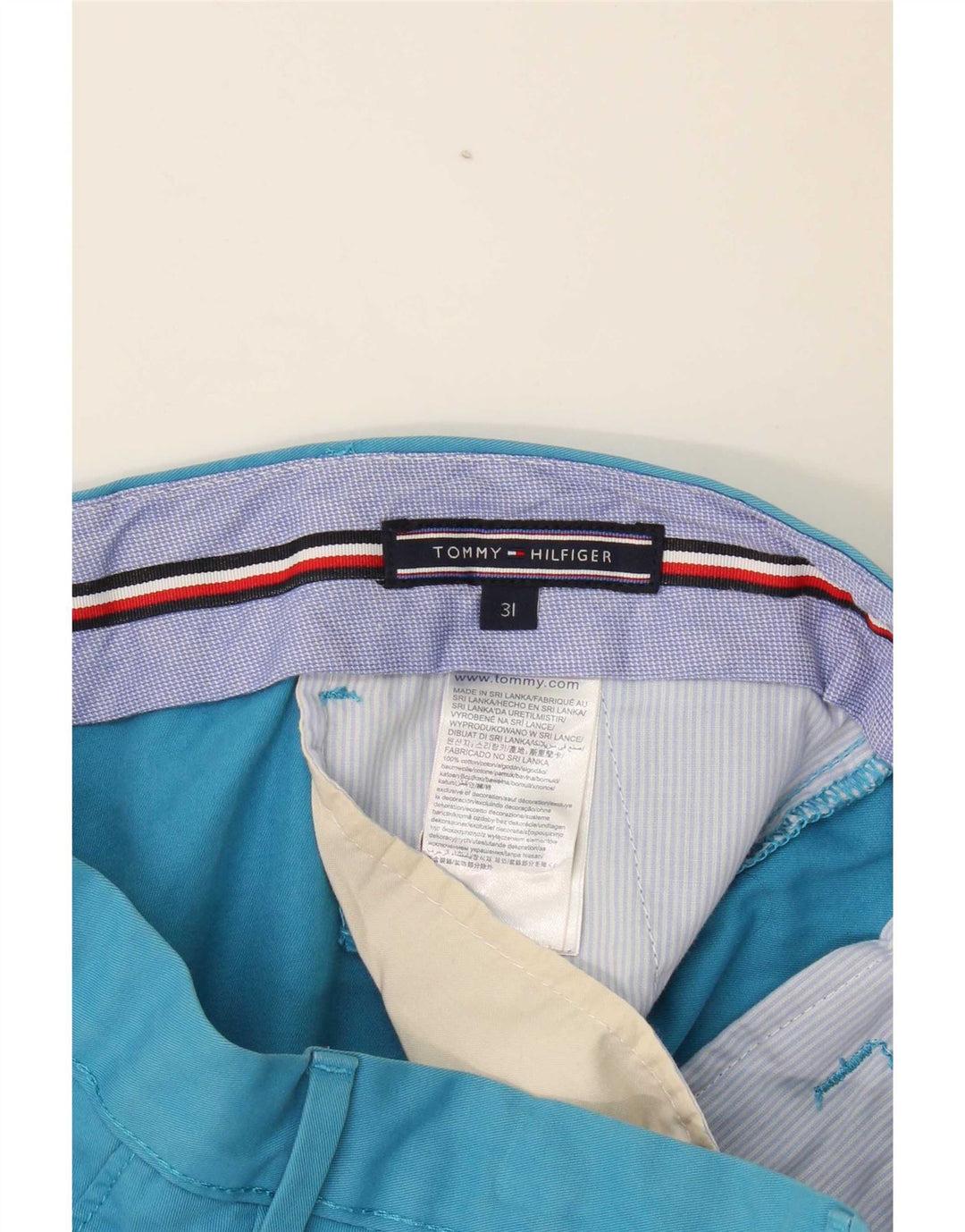 Tommy Hilfiger Pantalones cortos chinos para hombre W31 Algodón azul medio