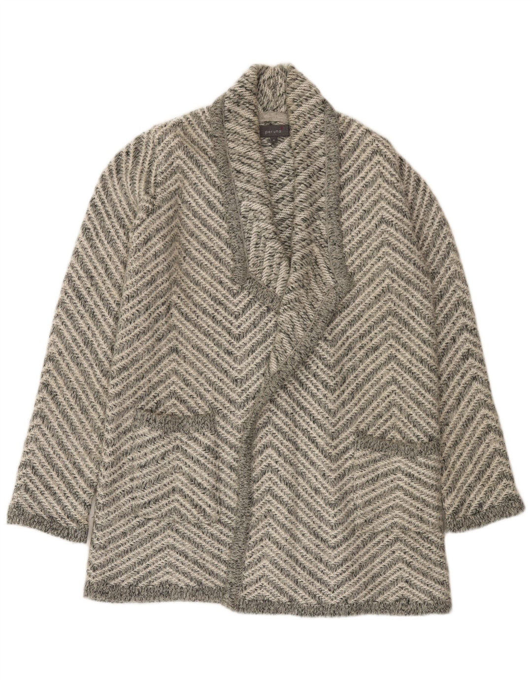 Marks & Spencer Suéter tipo cárdigan largo para mujer Reino Unido 44 Gris medio Chevron