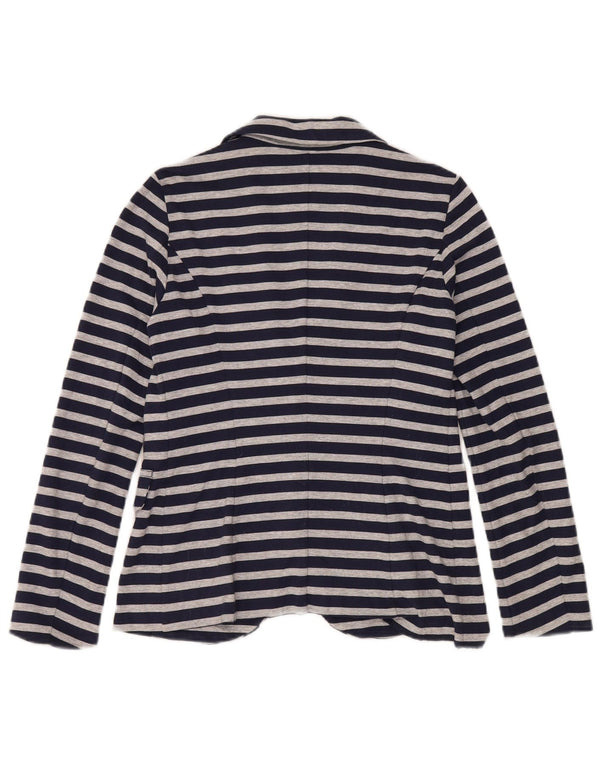 Benetton Chaqueta Americana De 1 Botón Para Mujer UK 40 Small Azul Marino A Rayas
