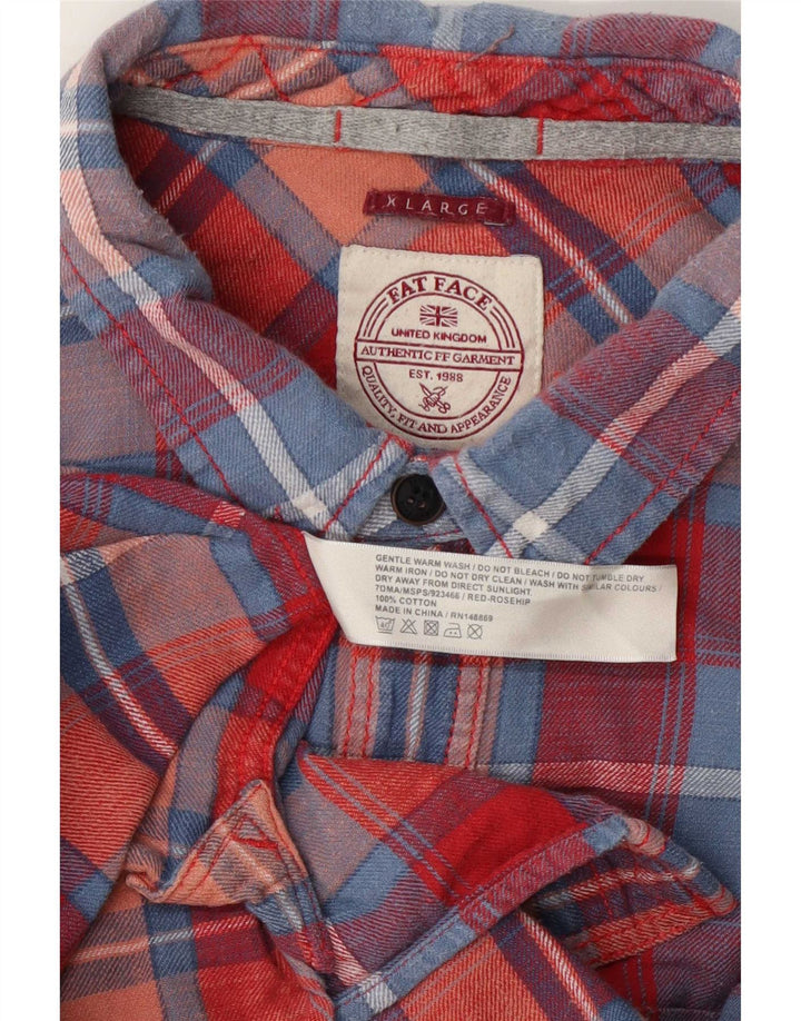 Camisa de franela para hombre Fat Face XL de algodón a cuadros rojos