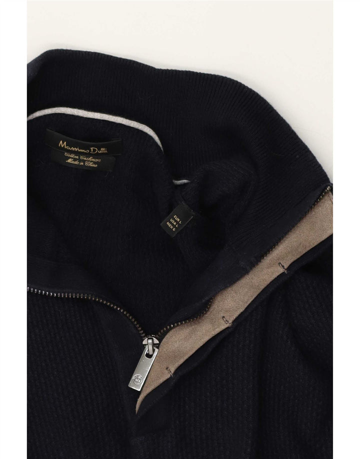 Massimo Dutti Hombre Jersey Con Cremallera Y Cuello Jersey Grande Azul Marino Algodón