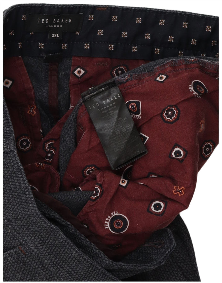 Pantalones de traje ajustados para hombre de Ted Baker W32 L30 Poliéster gris