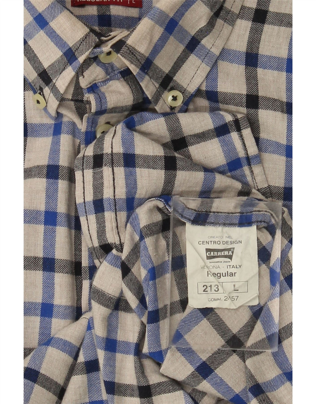 CARRERA Camisa de franela de corte regular para hombre Algodón a cuadros azules grandes