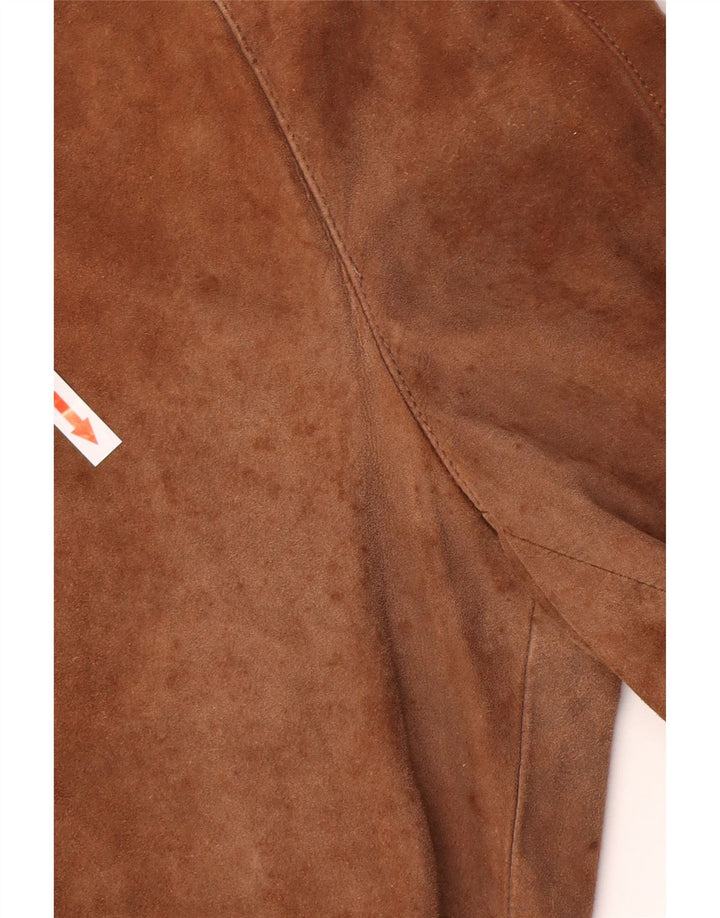 Vintage hombres ante bomber chaqueta IT 48 cuero marrón medio
