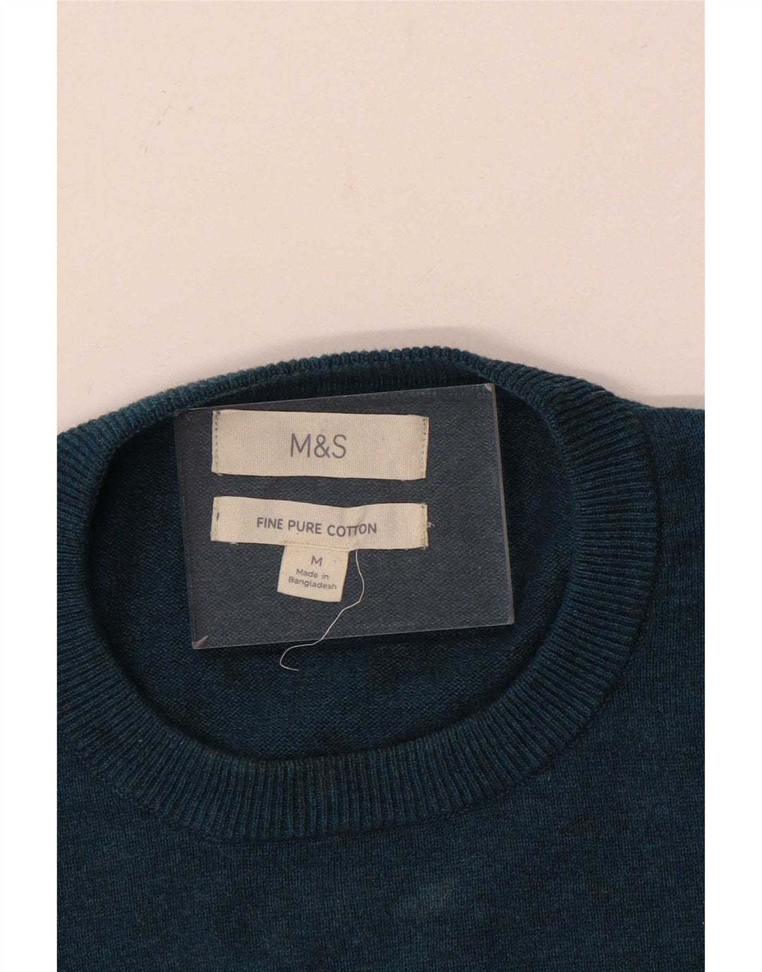 Marks & Spencer Jersey de cuello redondo para hombre de algodón azul medio