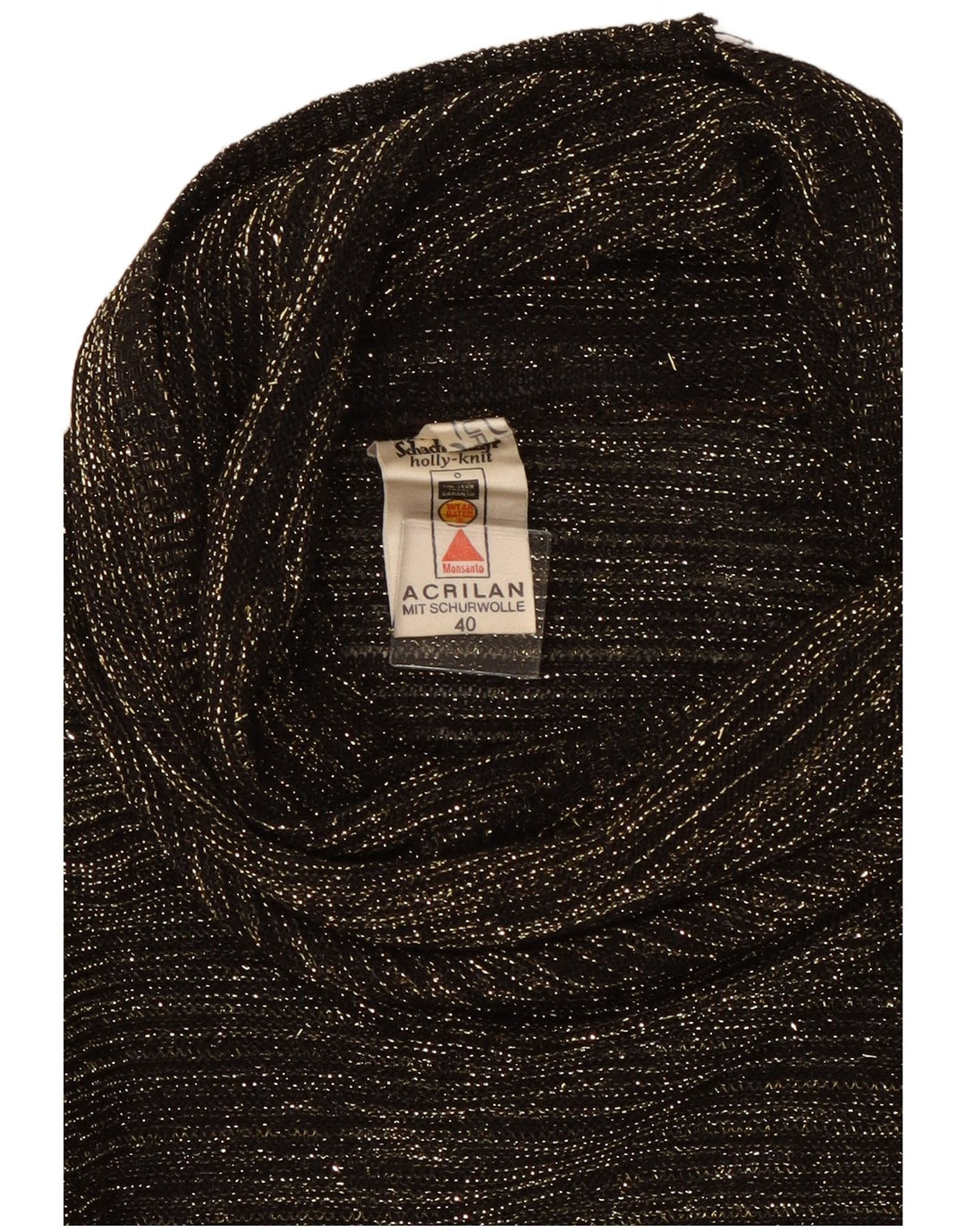 Vintage mujer rollo cuello jersey suéter EU 40 medio negro moteado