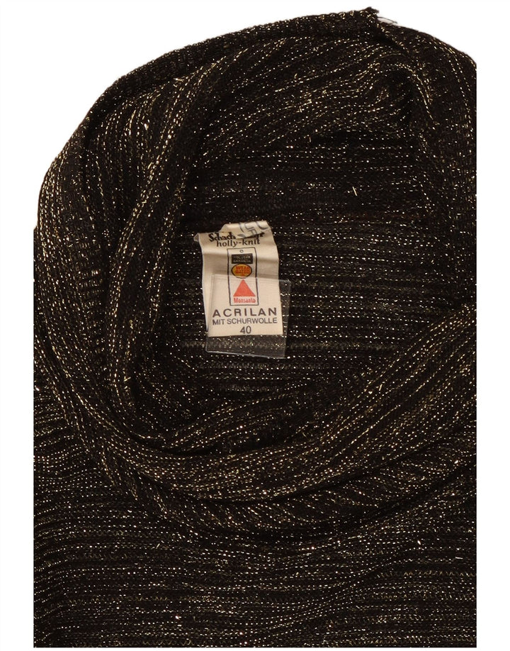 Vintage mujer rollo cuello jersey suéter EU 40 medio negro moteado