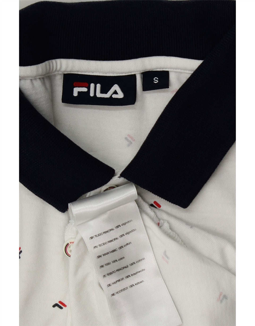 Fila Polo Gráfico Para Hombre Pequeño Algodón Blanco