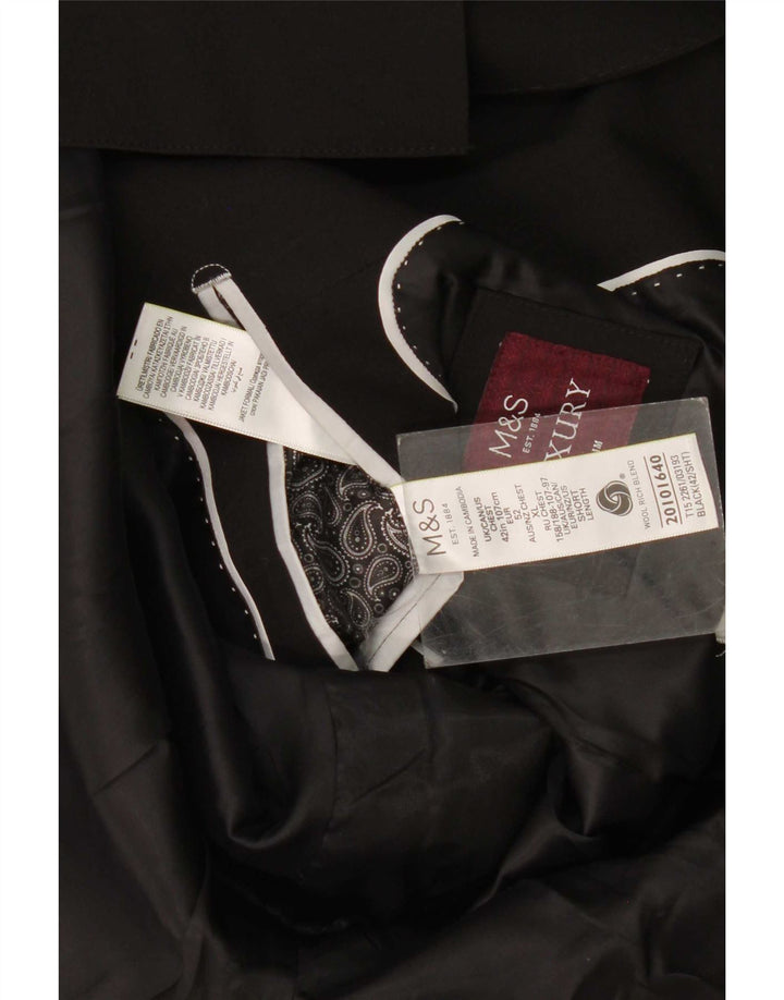 Marks & Spencer Chaqueta tipo blazer con 2 botones para hombre, talla 42, talla grande, lana negra
