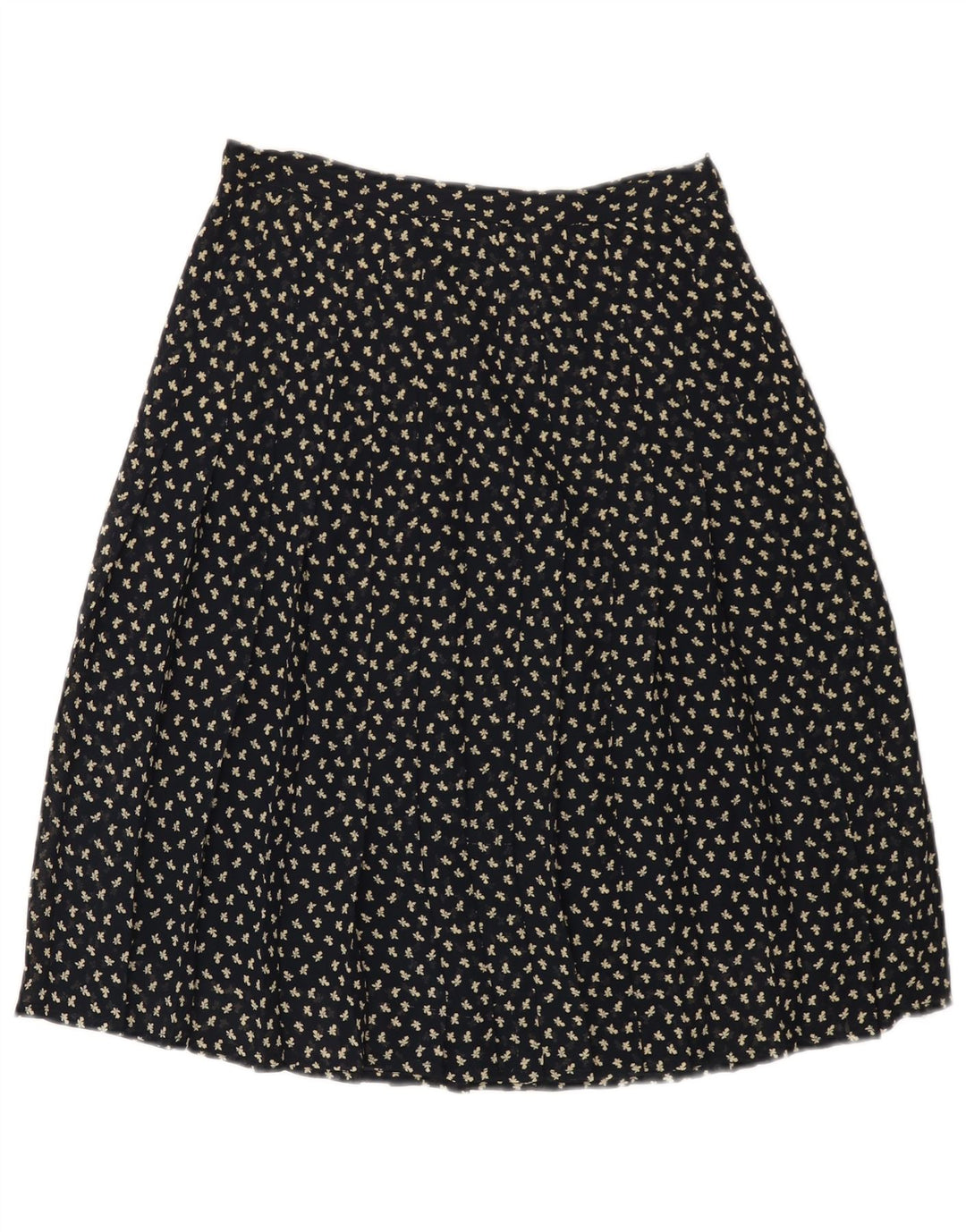 VINTAGE Mujer cintura alta A-Line Falda IT 44 Medio W26 Azul Marino Floral