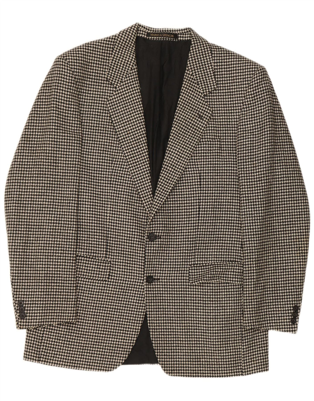 Marks & Spencer Chaqueta tipo blazer larga para hombre UK 40 Medium Black Houndstooth