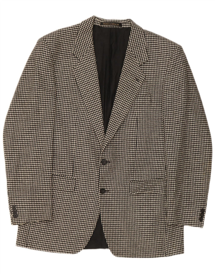 Marks & Spencer Chaqueta tipo blazer larga para hombre UK 40 Medium Black Houndstooth