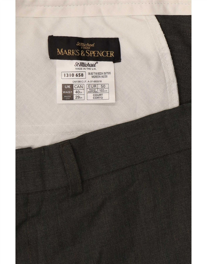 Marks & Spencer Pantalones de traje rectos St. Michael para hombre W40 L29 Verde