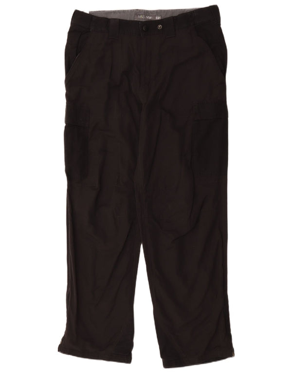 Marks & Spencer Pantalones cargo rectos para hombre W34 L29 Poliamida negra