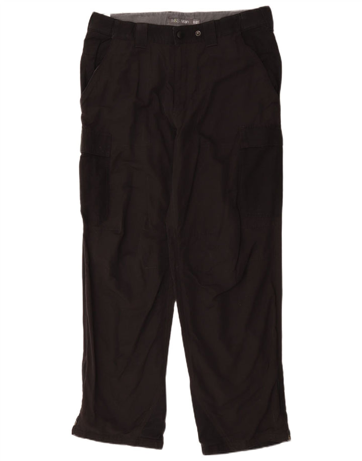 Marks & Spencer Pantalones cargo rectos para hombre W34 L29 Poliamida negra