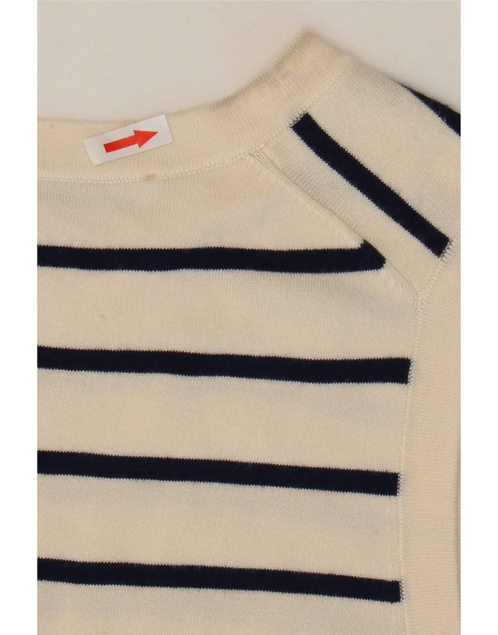 Zara Mujer Chaleco Camiseta Sin Mangas Reino Unido 12 Mediano Blanco A Rayas