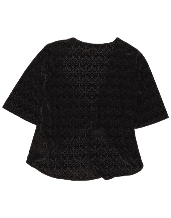 Top de tirantes abierto de terciopelo para mujer UK 40 Mediano Negro Paisley Poliéster