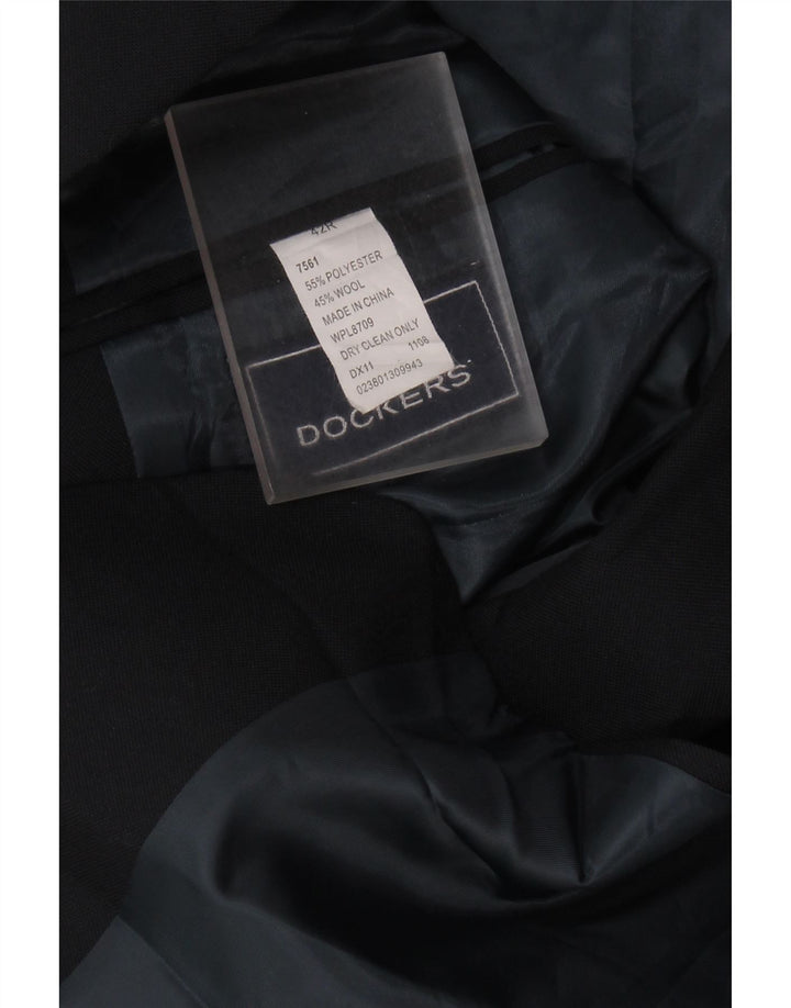 DOCKERS Chaqueta tipo blazer de 2 botones para hombre UK 42 XL Poliéster negro