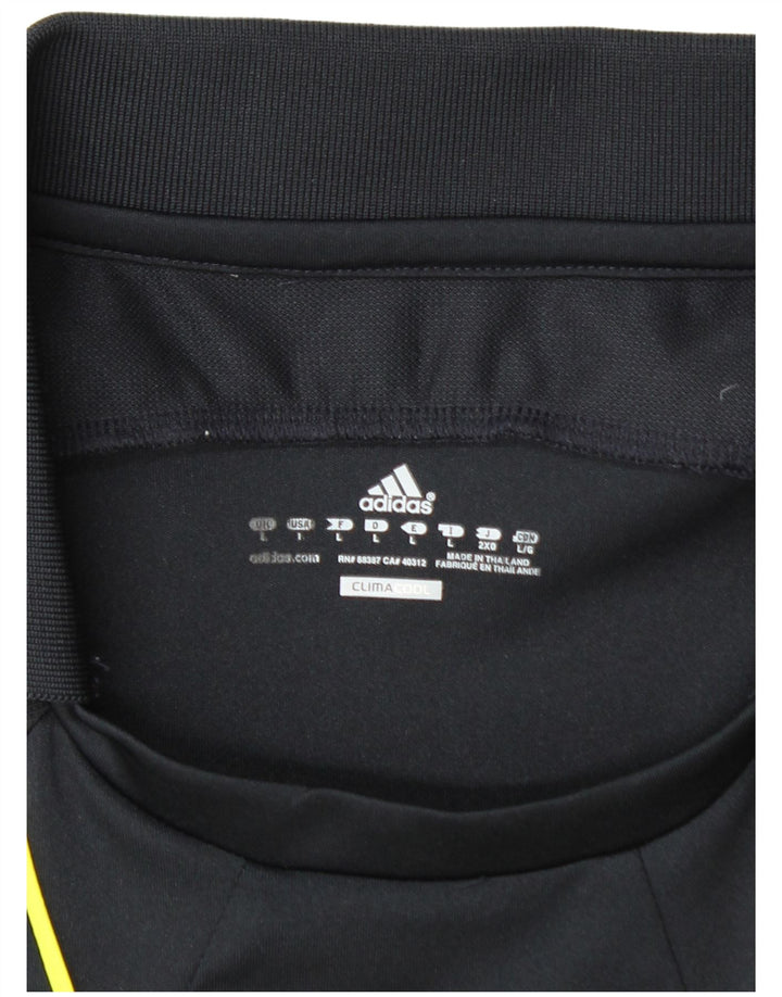 ADIDAS Polo Climacool para hombre grande negro color block poliéster