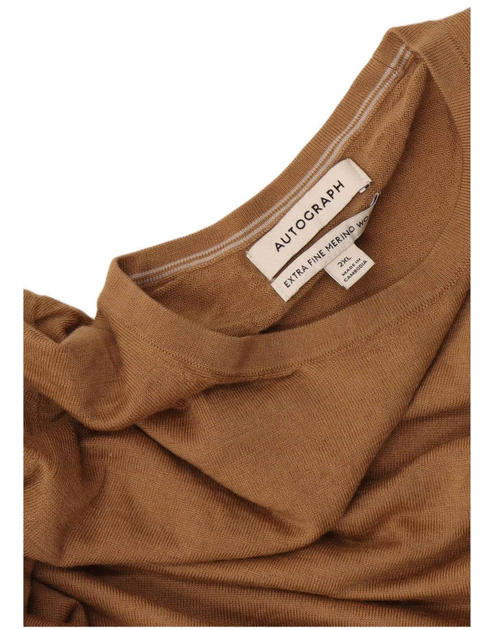Marks & Spencer - Jersey de cuello redondo para hombre, color beige, 2XL
