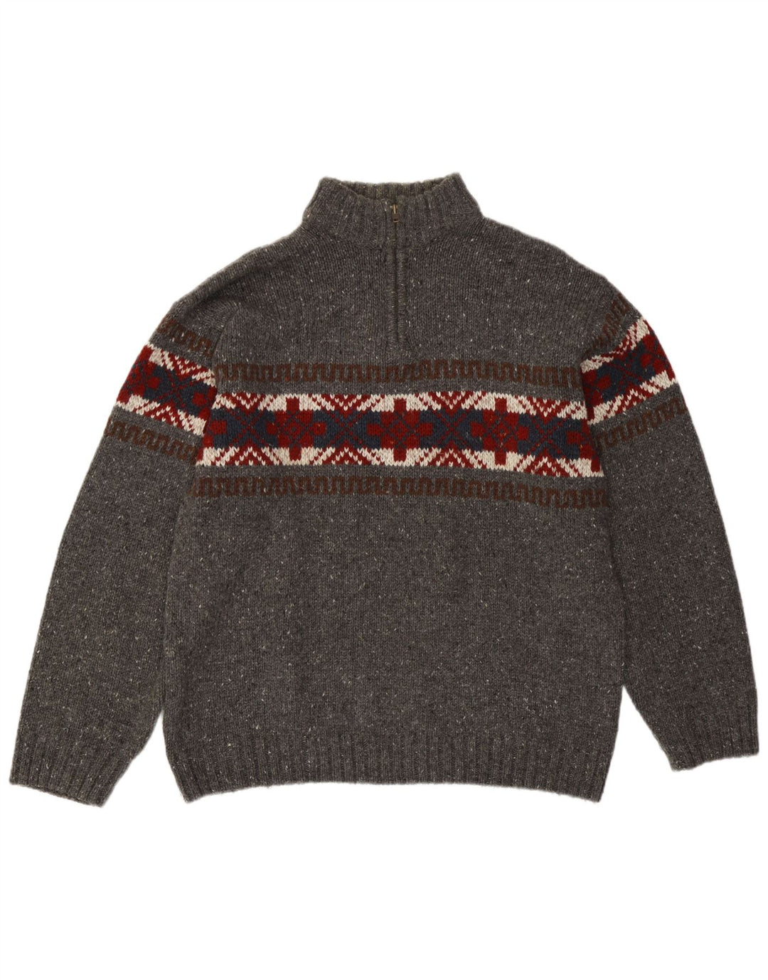 C&A Suéter tipo jersey con cuello y cremallera para hombre Acrílico gris Fair Isle grande