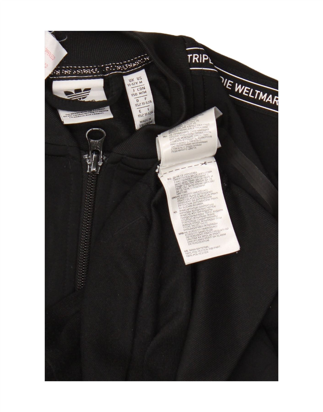 Adidas Boys Graphic Chándal Top Chaqueta 11-12 Años Negro Poliéster