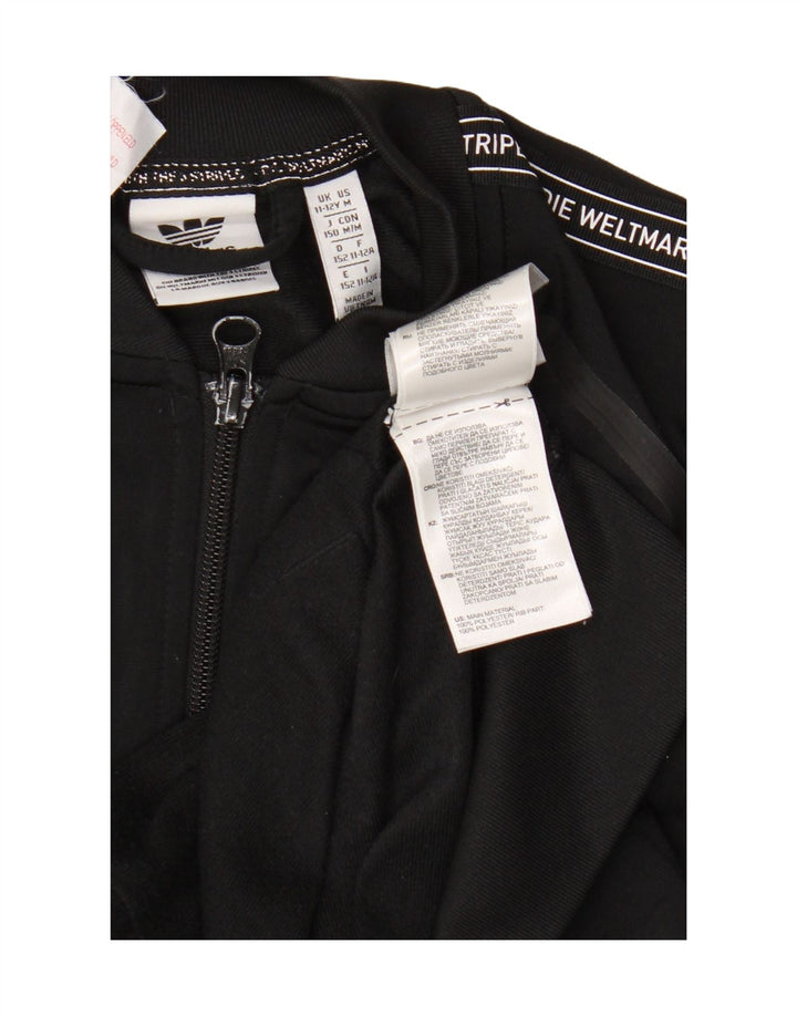 Adidas Boys Graphic Chándal Top Chaqueta 11-12 Años Negro Poliéster