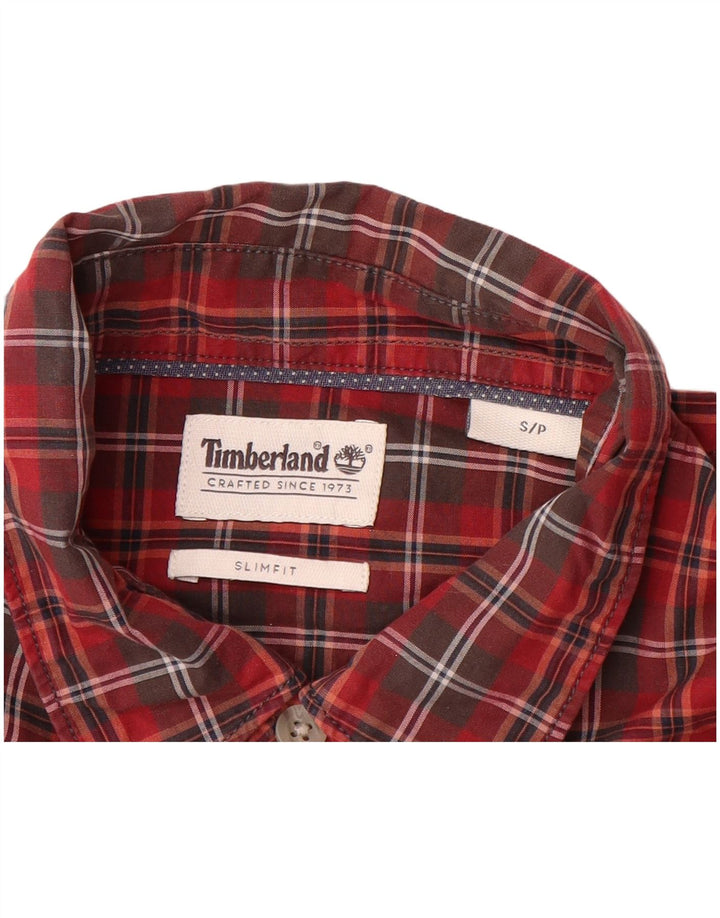 TIMBERLAND Mens Slim Fit Shirt Small Red Check Cotton