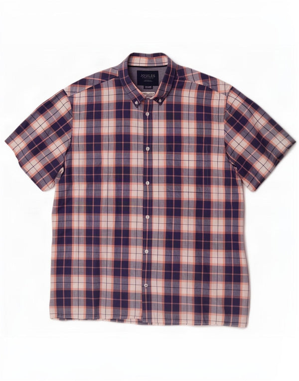 Camisa de manga corta para hombre Joules Classic Fit 2XL Algodón a cuadros azul