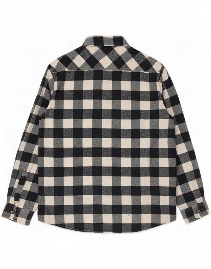 Idéntica camisa de franela para hombre grande de algodón a cuadros azul marino