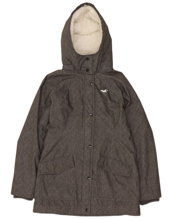 HOLLISTER Parka con capucha para mujer UK 40 Poliéster moteado gris medio