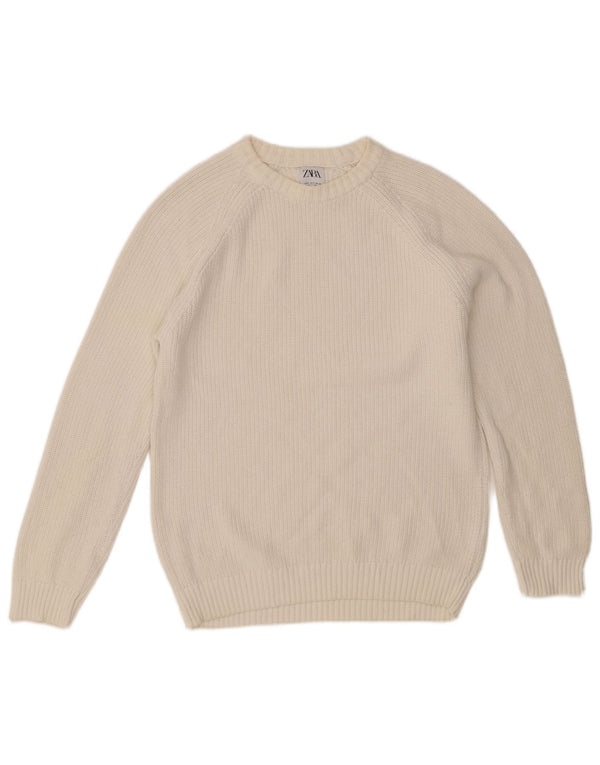 Zara Hombre Jersey Cuello Redondo Jersey Small Blanco Algodón